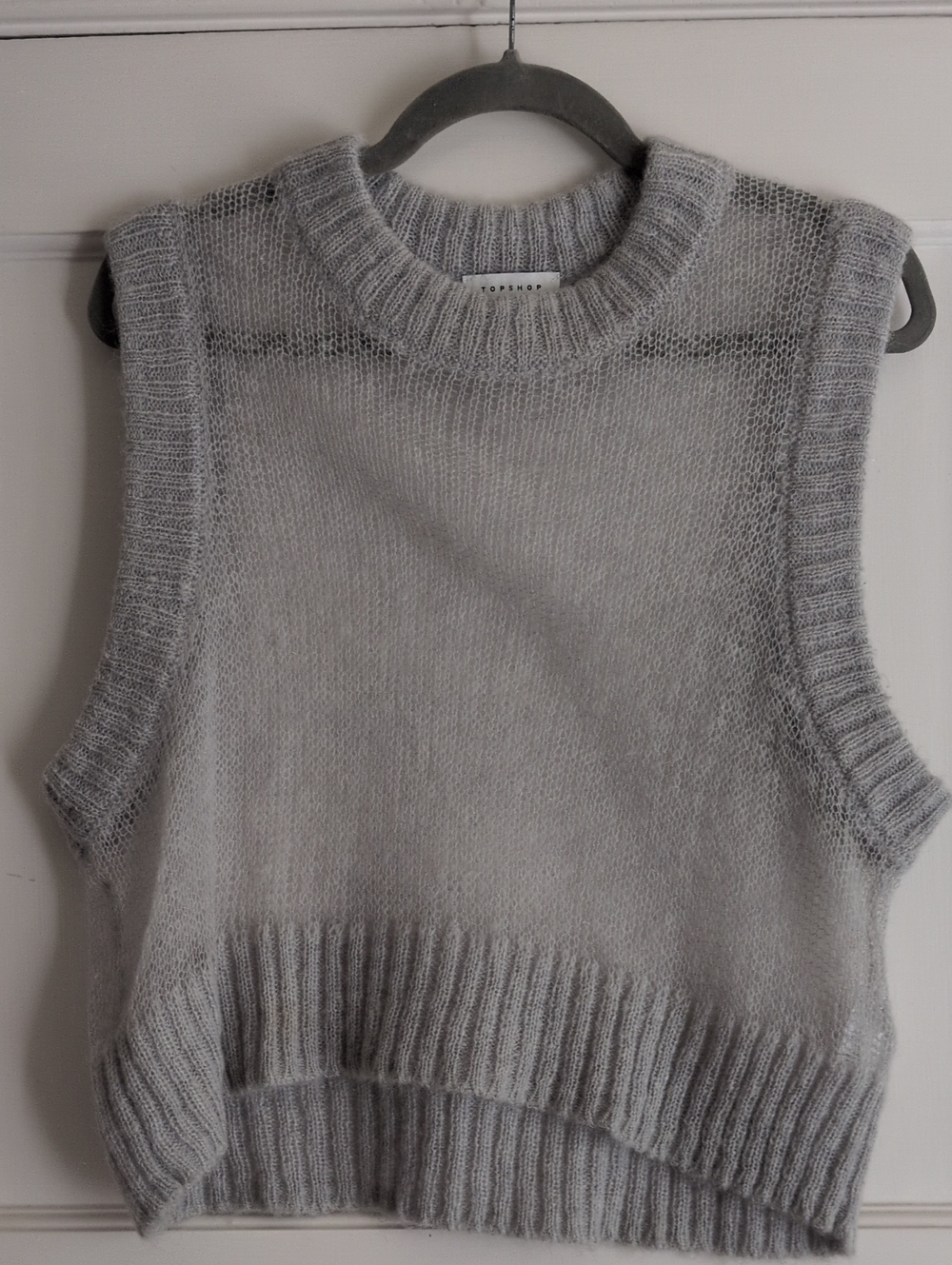 Topshop Light Blue Gray Sleeveless Knit Wool Vest